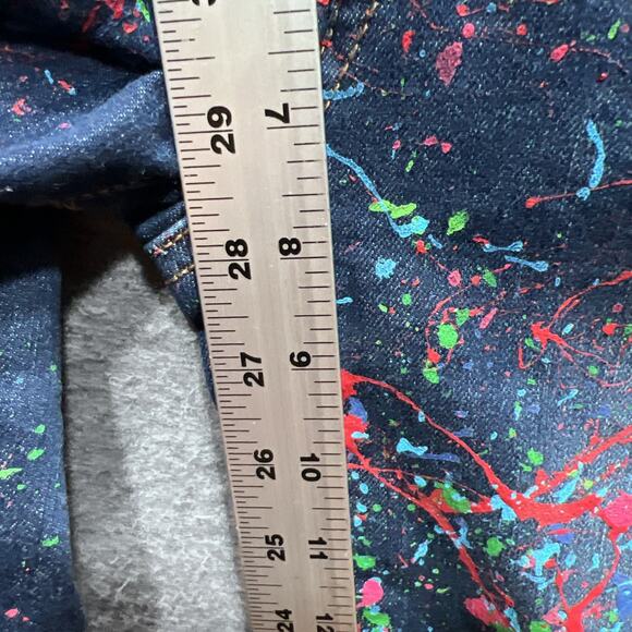 Wax Jeans Paint Splatter Skinny Overalls Blue Womens Size Small - Picture 15 of 16
